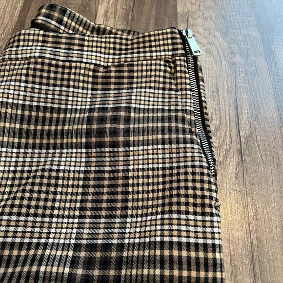 Zara  Brown and Tan plaid Trousers  size zipper closure size XL  academia baddie - Picture 12 of 16